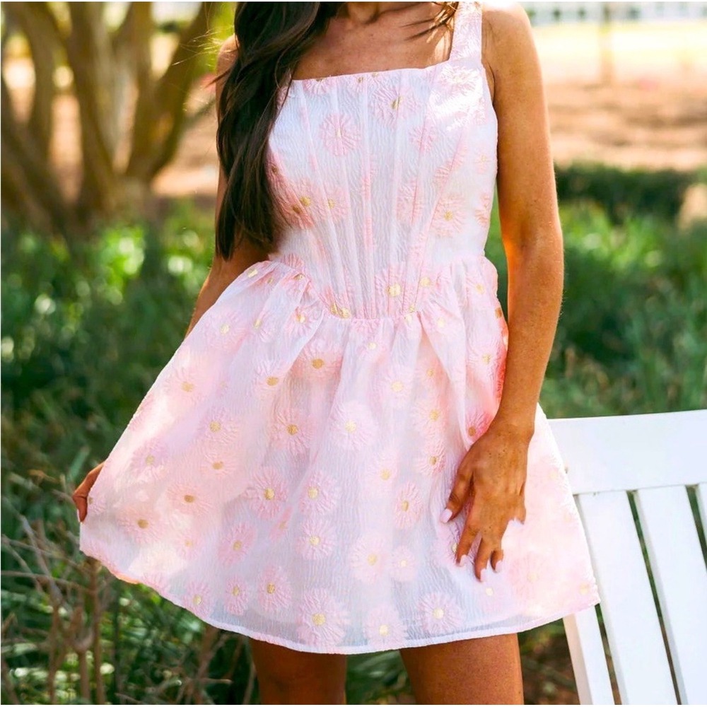 Storia Pink Floral Babydoll‎ Mini Dress Coquette Cottagecore Small